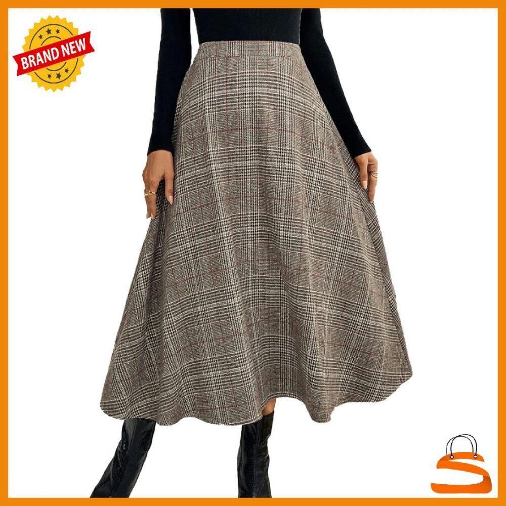 Vintage High Waist Wool Pleated A-Line Maxi Skirt Flared Fall Winter